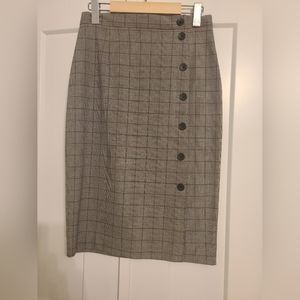 H&M Midi Button Skirt Plaid Size 6 Skirt